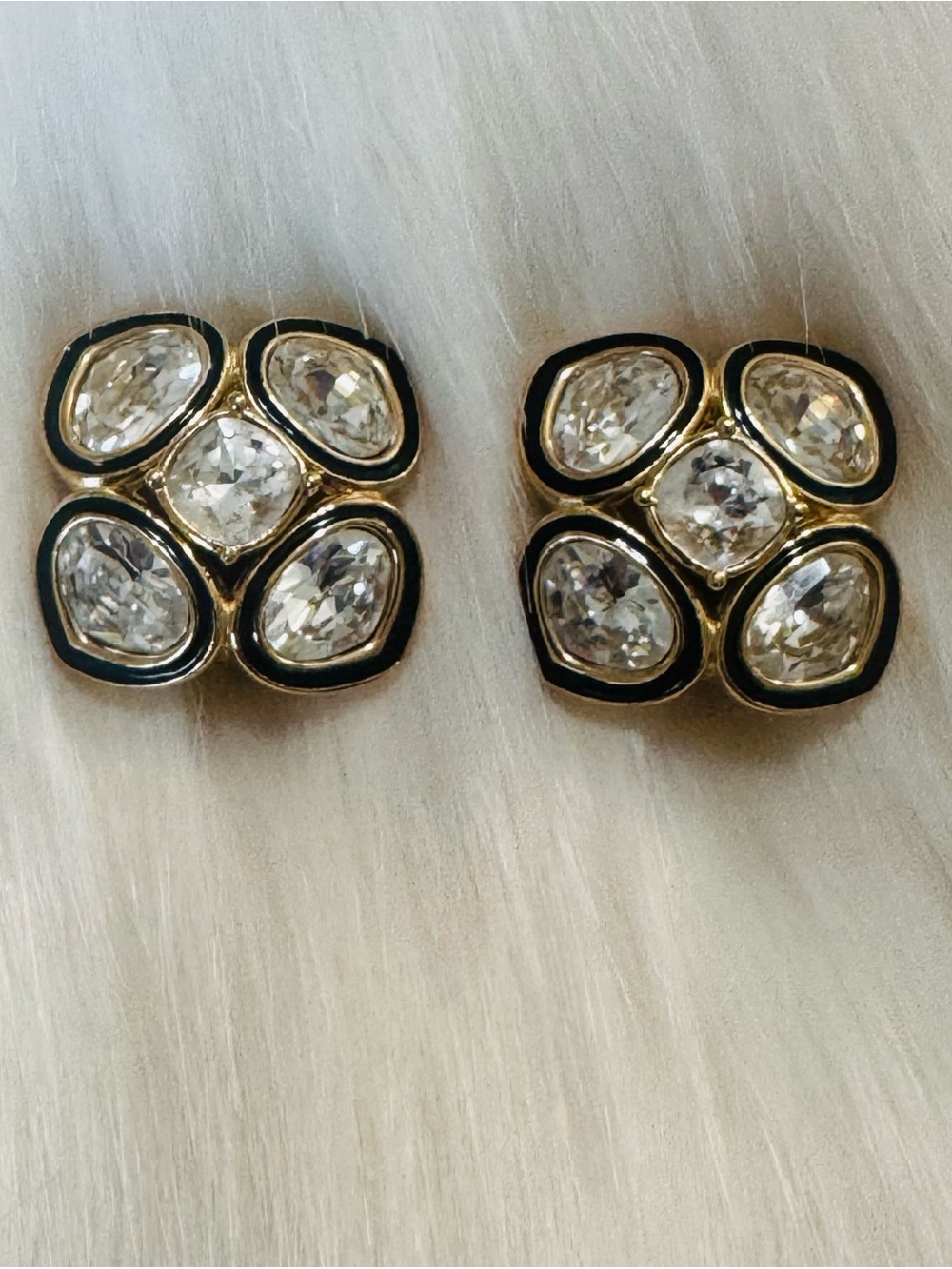 Christian Dior  Vintage Large Lucky Vlover Flower Clip -On Eartings